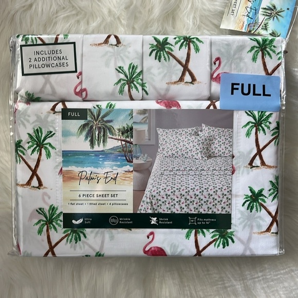 🆕 PALM TREE and FLAMINGO 6 Piece FULL Sheet Set - Picture 5 of 5